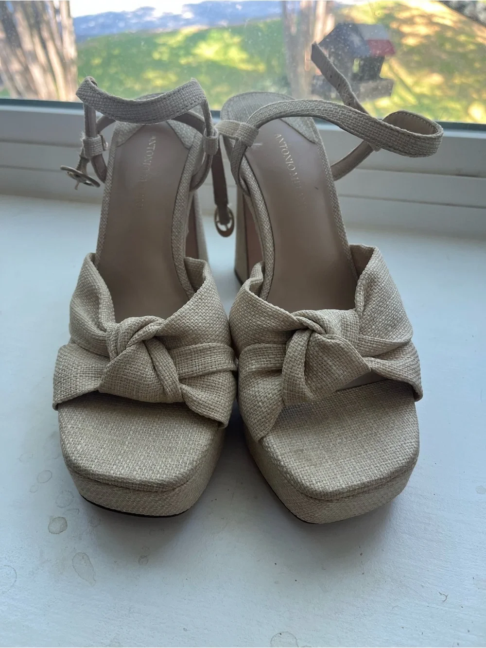 ANTONIO MELANI Beige Knotted Platform Sandal